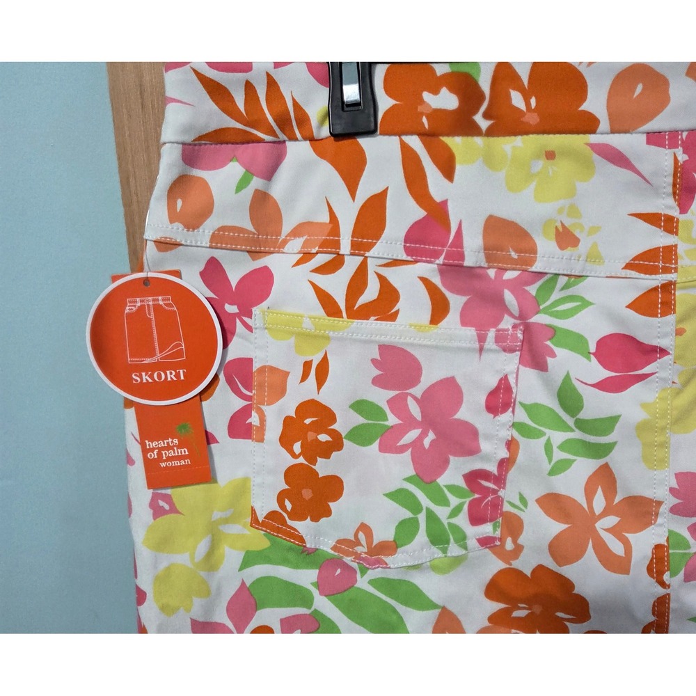 Hearts of Palm Size‎ 18W Woman Floral Skort White Pink Orange Yellow Skirt Short - Picture 5 of 6